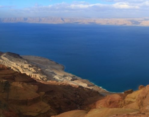 Blick auf das tote Meer und Israel